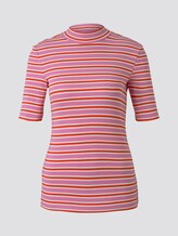 Gestreiftes T-Shirt mit Stehkragen - Frauen - pink red stripe Gestreiftes T-Shirt mit Stehkragen - Frauen - pink red stripe - 7 - TOM TAILOR Denim