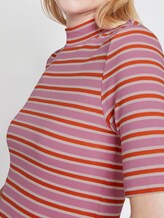 Gestreiftes T-Shirt mit Stehkragen - Frauen - pink red stripe Gestreiftes T-Shirt mit Stehkragen - Frauen - pink red stripe - 9 - TOM TAILOR Denim