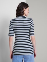 Gestreiftes T-Shirt mit Stehkragen - Frauen - navy light blue stripe Gestreiftes T-Shirt mit Stehkragen - Frauen - navy light blue stripe - 2 - TOM TAILOR Denim