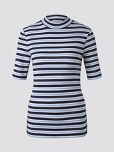 Gestreiftes T-Shirt mit Stehkragen - Frauen - navy light blue stripe Gestreiftes T-Shirt mit Stehkragen - Frauen - navy light blue stripe - 7 - TOM TAILOR Denim