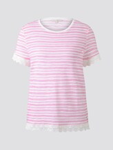 Gestreiftes T-Shirt mit Häkeldetails - Frauen - white rose stripe Gestreiftes T-Shirt mit Häkeldetails - Frauen - white rose stripe - 7 - TOM TAILOR Denim