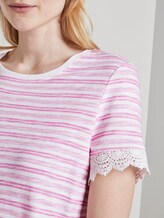 Gestreiftes T-Shirt mit Häkeldetails - Frauen - white rose stripe Gestreiftes T-Shirt mit Häkeldetails - Frauen - white rose stripe - 9 - TOM TAILOR Denim