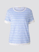 Gestreept T-shirt met gehaakte details - Vrouwen - light blue white stripe Gestreept T-shirt met gehaakte details - Vrouwen - light blue white stripe - 7 - TOM TAILOR Denim