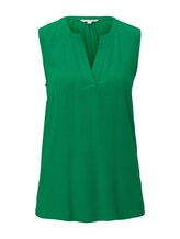 TOM TAILOR DENIM Damen Ärmellose Bluse mit Henley-Ausschnitt, grün, Gr.L