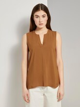Ärmellose Bluse mit Henley-Ausschnitt - Frauen - mango brown Ärmellose Bluse mit Henley-Ausschnitt - Frauen - mango brown - 1 - TOM TAILOR Denim