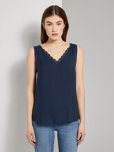Ärmellose Bluse mit Spitze - Frauen - Real Navy Blue Ärmellose Bluse mit Spitze - Frauen - Real Navy Blue - 1 - TOM TAILOR Denim