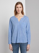 Henley Shirt in Melange-Optik - Frauen - light blue white slub Henley Shirt in Melange-Optik - Frauen - light blue white slub - 1 - TOM TAILOR Denim
