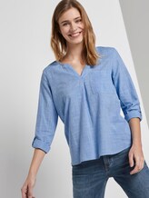 Henley Shirt in Melange-Optik - Frauen - light blue white slub Henley Shirt in Melange-Optik - Frauen - light blue white slub - 5 - TOM TAILOR Denim