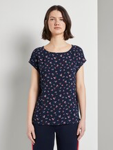Gemustertes T-Shirt mit Cut-Out - Frauen - navy flower print Gemustertes T-Shirt mit Cut-Out - Frauen - navy flower print - 1 - TOM TAILOR Denim