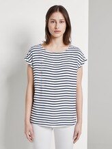 Gemustertes T-Shirt mit Cut-Out - Frauen - navy white stripe Gemustertes T-Shirt mit Cut-Out - Frauen - navy white stripe - 1 - TOM TAILOR Denim