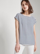 Gemustertes T-Shirt mit Cut-Out - Frauen - navy white stripe Gemustertes T-Shirt mit Cut-Out - Frauen - navy white stripe - 5 - TOM TAILOR Denim