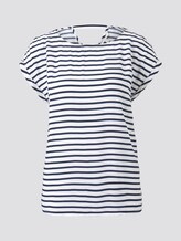 Gemustertes T-Shirt mit Cut-Out - Frauen - navy white stripe Gemustertes T-Shirt mit Cut-Out - Frauen - navy white stripe - 7 - TOM TAILOR Denim