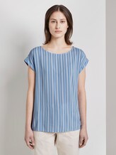 Gemustertes T-Shirt mit Cut-Out - Frauen - light blue vertical stripe Gemustertes T-Shirt mit Cut-Out - Frauen - light blue vertical stripe - 1 - TOM TAILOR Denim