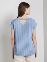 Gemustertes T-Shirt mit Cut-Out - Frauen - light blue vertical stripe Gemustertes T-Shirt mit Cut-Out - Frauen - light blue vertical stripe - 2 - TOM TAILOR Denim