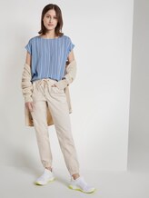 Gemustertes T-Shirt mit Cut-Out - Frauen - light blue vertical stripe Gemustertes T-Shirt mit Cut-Out - Frauen - light blue vertical stripe - 3 - TOM TAILOR Denim
