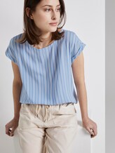 Gemustertes T-Shirt mit Cut-Out - Frauen - light blue vertical stripe Gemustertes T-Shirt mit Cut-Out - Frauen - light blue vertical stripe - 5 - TOM TAILOR Denim