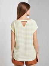 Gemustertes T-Shirt mit Cut-Out - Frauen - yellow white horizontal stripe Gemustertes T-Shirt mit Cut-Out - Frauen - yellow white horizontal stripe - 2 - TOM TAILOR Denim