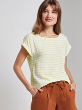 Gemustertes T-Shirt mit Cut-Out - Frauen - yellow white horizontal stripe Gemustertes T-Shirt mit Cut-Out - Frauen - yellow white horizontal stripe - 5 - TOM TAILOR Denim