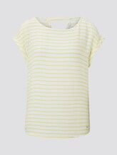 Gemustertes T-Shirt mit Cut-Out - Frauen - yellow white horizontal stripe Gemustertes T-Shirt mit Cut-Out - Frauen - yellow white horizontal stripe - 7 - TOM TAILOR Denim