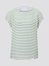 Gemustertes T-Shirt mit Cut-Out - Frauen - olive white horizontal stripe Gemustertes T-Shirt mit Cut-Out - Frauen - olive white horizontal stripe - 7 - TOM TAILOR Denim