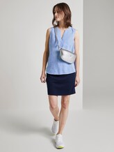 Sleeveless blouse with a Henley Neckline - Women - light blue white slub Sleeveless blouse with a Henley Neckline - Women - light blue white slub - 3 - TOM TAILOR Denim