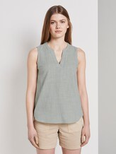 Sleeveless blouse with a Henley Neckline - Women - olive white slub Sleeveless blouse with a Henley Neckline - Women - olive white slub - 1 - TOM TAILOR Denim