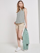 Sleeveless blouse with a Henley Neckline - Women - olive white slub Sleeveless blouse with a Henley Neckline - Women - olive white slub - 3 - TOM TAILOR Denim
