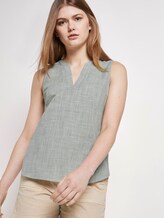 Sleeveless blouse with a Henley Neckline - Women - olive white slub Sleeveless blouse with a Henley Neckline - Women - olive white slub - 5 - TOM TAILOR Denim