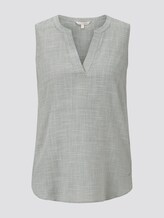 Sleeveless blouse with a Henley Neckline - Women - olive white slub Sleeveless blouse with a Henley Neckline - Women - olive white slub - 7 - TOM TAILOR Denim
