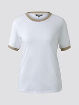 T-Shirt mit Kontrast-Blende - Frauen - Ceramic White T-Shirt mit Kontrast-Blende - Frauen - Ceramic White - 7 - Mine to five