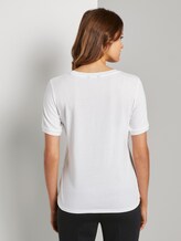 T-Shirt mit Kontrast-Blende - Frauen - White T-Shirt mit Kontrast-Blende - Frauen - White - 2 - Mine to five
