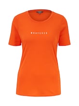 TOM TAILOR MINE TO FIVE Damen T-Shirt mit Schrift-Print, orange, Gr.XXL