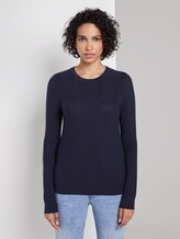 Strick-Sweater mit Kontrast-Details - Frauen - Sky Captain Blue Strick-Sweater mit Kontrast-Details - Frauen - Sky Captain Blue - 1 - Mine to five