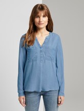 Denim Tunika-Bluse aus Tencel - Frauen - mid stone bright blue denim Denim Tunika-Bluse aus Tencel - Frauen - mid stone bright blue denim - 1 - TOM TAILOR Denim
