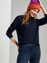 Gestrickter Basic-Pullover - Frauen - Real Navy Blue Gestrickter Basic-Pullover - Frauen - Real Navy Blue - 5 - TOM TAILOR Denim