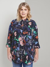 Gemusterte Tunika-Bluse - Frauen - navy new flower print Gemusterte Tunika-Bluse - Frauen - navy new flower print - 1 - My True Me