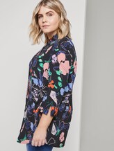 Gemusterte Tunika-Bluse - Frauen - navy new flower print Gemusterte Tunika-Bluse - Frauen - navy new flower print - 5 - My True Me