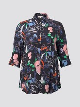 Gemusterte Tunika-Bluse - Frauen - navy new flower print Gemusterte Tunika-Bluse - Frauen - navy new flower print - 7 - My True Me