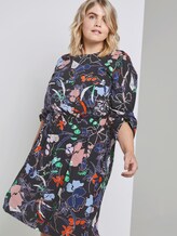 Gemustertes Kleid in A-Linie - Frauen - navy new flower print Gemustertes Kleid in A-Linie - Frauen - navy new flower print - 5 - My True Me