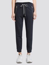Loose-fit trousers with zippers - Women - navy small dot design Loose-fit trousers with zippers - Women - navy small dot design - 1 - TOM TAILOR
