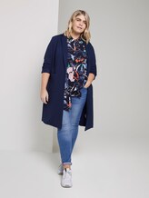 Piqué-Mantel mit Kontrast-Details - Frauen - Real Navy Blue Piqué-Mantel mit Kontrast-Details - Frauen - Real Navy Blue - 3 - My True Me