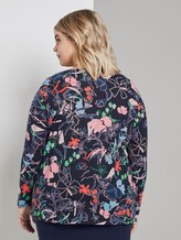 Gemustertes Langarmshirt mit Knopfleiste - Frauen - navy new flower print Gemustertes Langarmshirt mit Knopfleiste - Frauen - navy new flower print - 2 - My True Me