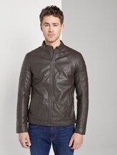 Bikerjacke aus Lederimitat - Männer - Dark Chocolate Leather Brown Bikerjacke aus Lederimitat - Männer - Dark Chocolate Leather Brown - 1 - TOM TAILOR