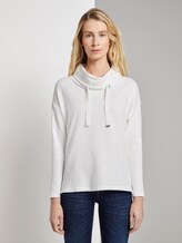 Strukturierter Sweater mit breitem Stehkragen - Frauen - Whisper White Strukturierter Sweater mit breitem Stehkragen - Frauen - Whisper White - 1 - TOM TAILOR