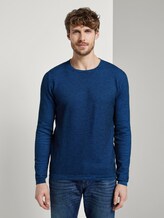 Strukturierter Strickpullover - Männer - blue blue knitted structure Strukturierter Strickpullover - Männer - blue blue knitted structure - 1 - TOM TAILOR