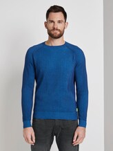 Ribbed knitted pullover - Men - blue blue plated stripe Ribbed knitted pullover - Men - blue blue plated stripe - 1 - TOM TAILOR