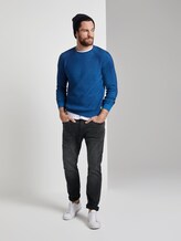 Ribbed knitted pullover - Men - blue blue plated stripe Ribbed knitted pullover - Men - blue blue plated stripe - 3 - TOM TAILOR