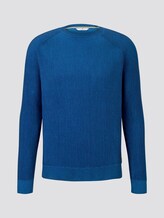 Ribbed knitted pullover - Men - blue blue plated stripe Ribbed knitted pullover - Men - blue blue plated stripe - 7 - TOM TAILOR