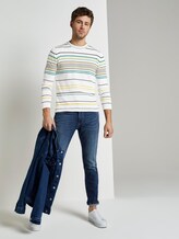 Gestreifter Strickpullover - Männer - white yellow fine stripe Gestreifter Strickpullover - Männer - white yellow fine stripe - 3 - TOM TAILOR