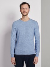 Melierter Strickpullover - Männer - blue blue melange Melierter Strickpullover - Männer - blue blue melange - 1 - TOM TAILOR